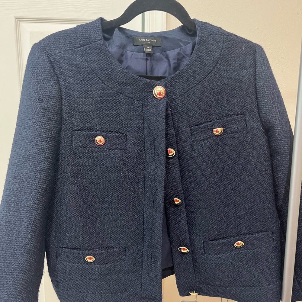 Ann Taylor Midnight Blue Textured Jacket